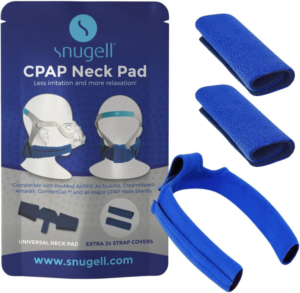 CPAP Neck Pad and Headgear Strap Covers - Fits All Major Headgear Brands (Blue)