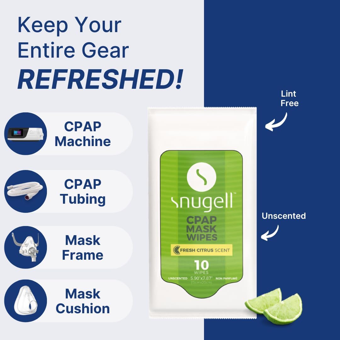 CPAP Travel Pack Mask Wipes - Citrus Scent (12 Pack, 10 sheets/pack)