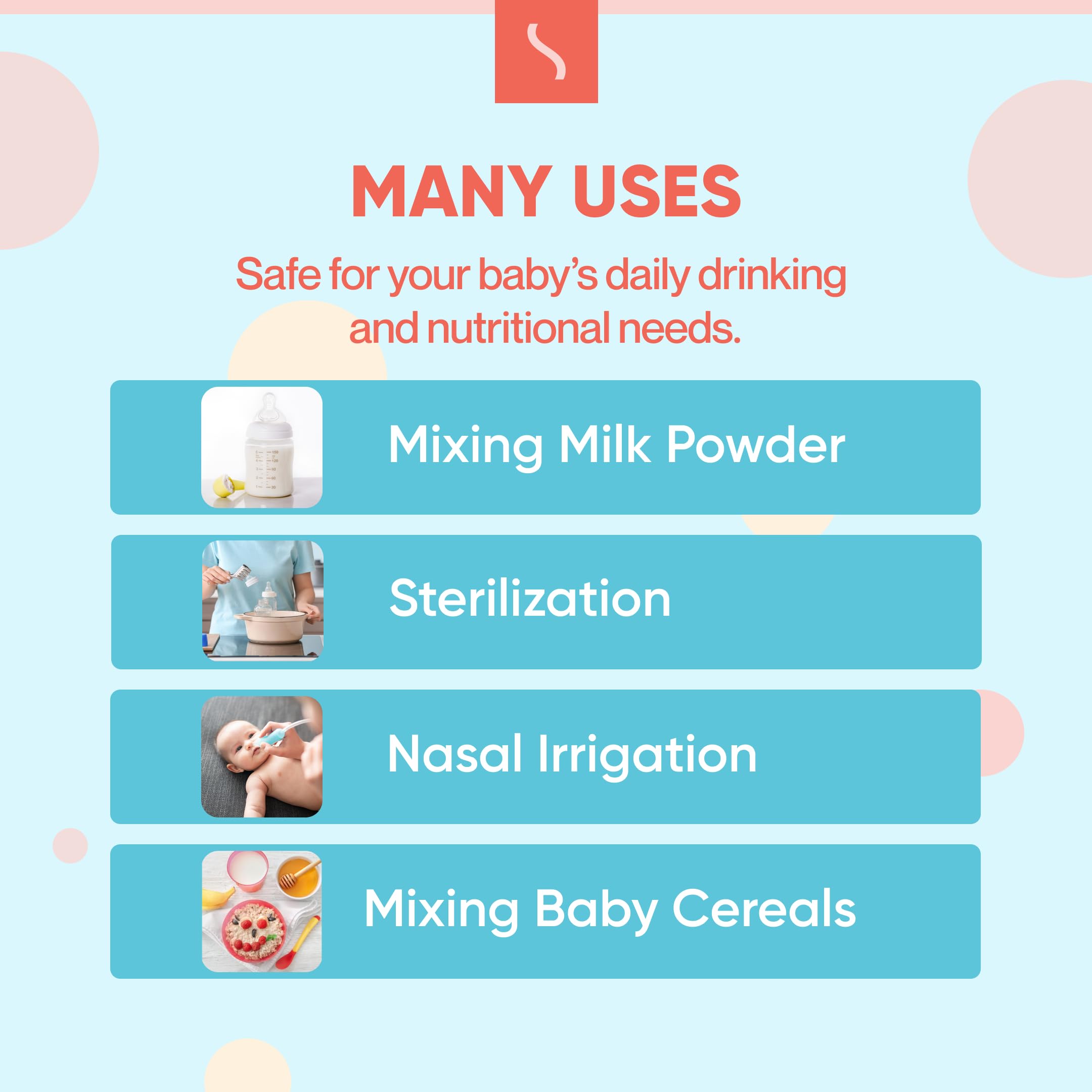 Snugell Bottled Distilled Water for Baby Care – Ultra-Pure, BPA-Free, Ideal for Formula Mixing, Bottle Sterilizing & Everyday Hydration – Safe Nursery Water for Babies – Made in USA (20oz 6-Pack)