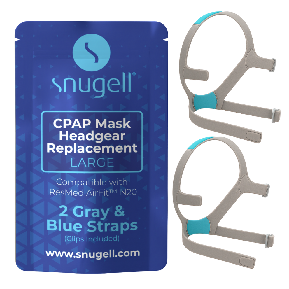 Replacement Straps for AirFit ResMed N20 CPAP Mask (2-Pack) - Blue and Gray - Standard & Large