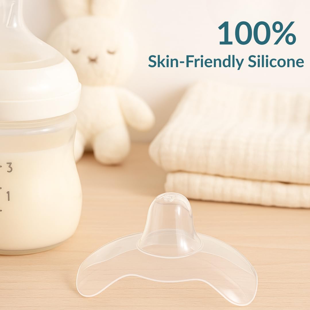 Snugell Wing-Shaped Nipple Shields| Ultra-Thin Silicone Shields for Nursing | 2-Pack with Protective Case | Designed for Use with Flat or Inverted Nipples