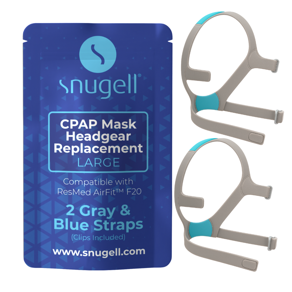 Replacement Straps for AirFit ResMed F20 CPAP Mask (2-Pack) - Blue and Gray - Standard & Large