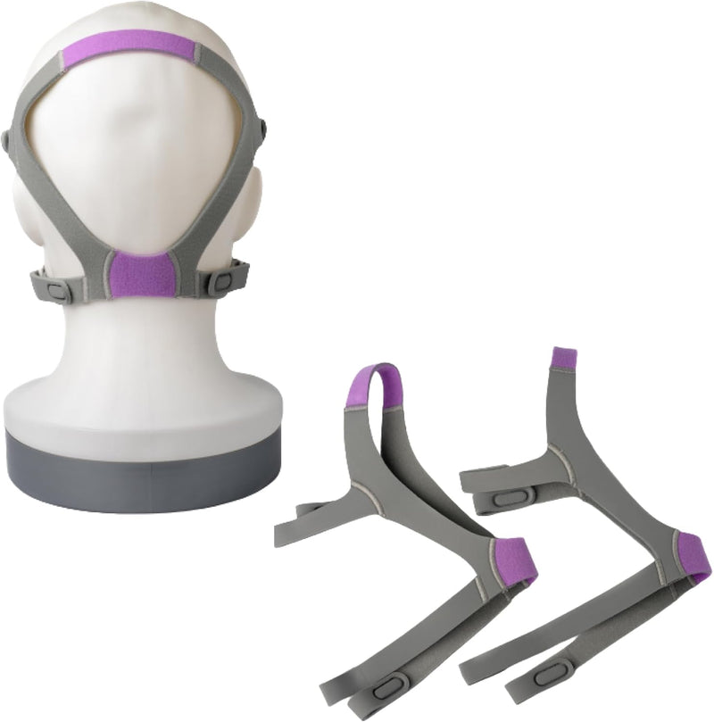 Replacement Straps for AirFit ResMed N20 CPAP Mask (2-Pack) - Purple and Gray - Standard & Large