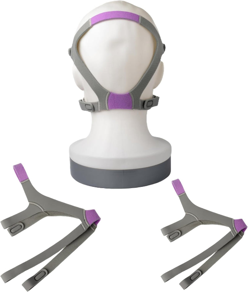 Replacement Straps for AirFit ResMed F20 CPAP Mask (2-Pack) - Purple and Gray - Standard & Large