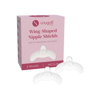 Snugell Wing-Shaped Nipple Shields| Ultra-Thin Silicone Shields for Nursing | 2-Pack with Protective Case | Designed for Use with Flat or Inverted Nipples