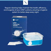 Snugell CPAP Cleaning Tablets – specially formulated for daily use to keep CPAP masks, nasal cushions, and accessories fresh and hygienic.