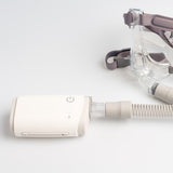 Airmini hose connector in use with complete CPAP kit