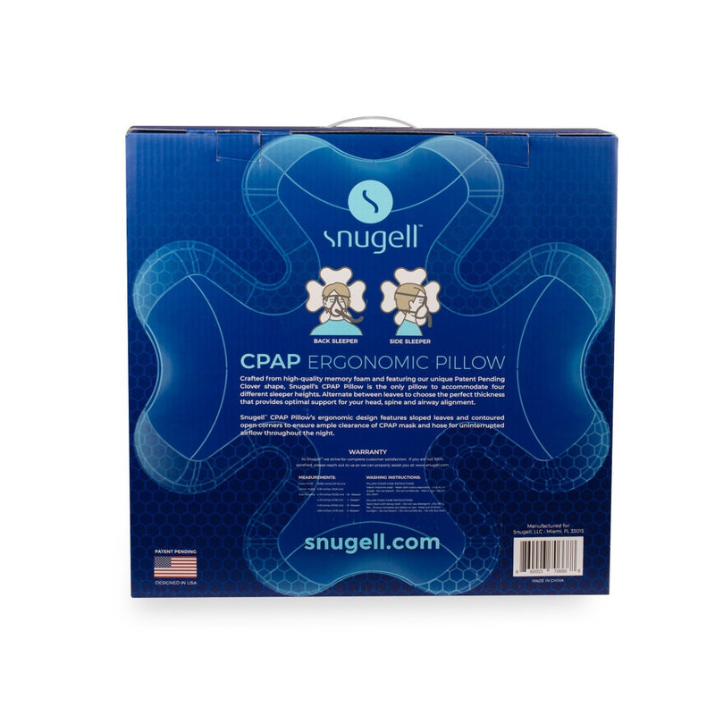 Back view of the CPAP Ergonomic Pillow by Snugell Packaging