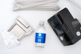 Premium Slim CPAP tubing by Snugell alongside a CPAP distilled water bottle by Snugell and a CPAP device