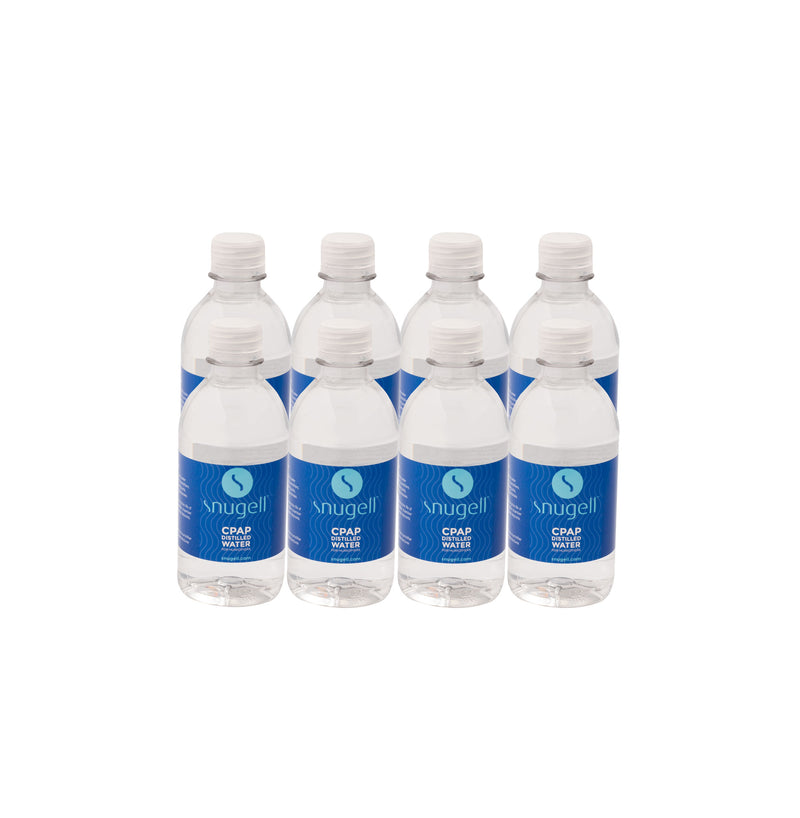 Front view of the Snugell Distilled water 12oz 8-pack