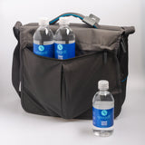 Showcasing how convenient and easy it is to travel with the 12oz distilled water bottles by Snugell