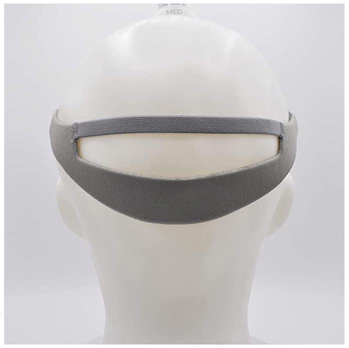 Back view on model of the headgear strap replacements by Snugell which is compatible with Philips Respironics Dreamwear