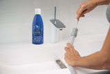 CPAP tube cleaning brush set being used to clean a CPAP tube with Snugell pre-wash solution