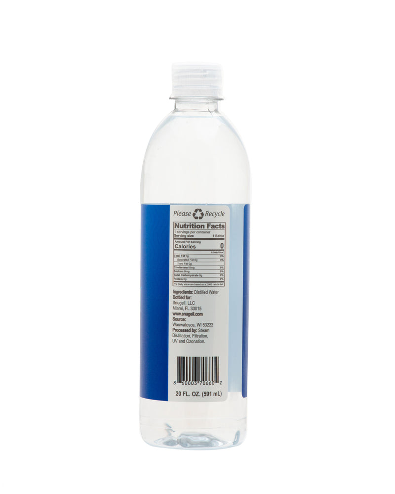 Back view of a 20oz CPAP distilled water bottle by Snugell