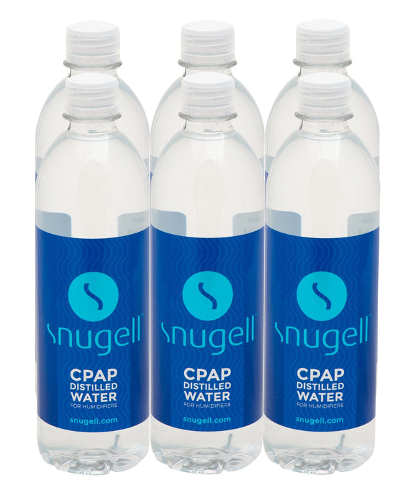 Six 20oz CPAP distilled water bottles by Snugell for humidifiers